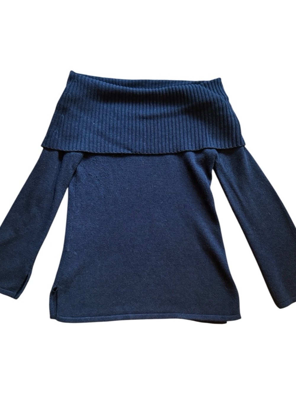 UGG Off-the-Shoulder Foldover Ribbed Sweater - Navy Blue - Picture 3 of 5